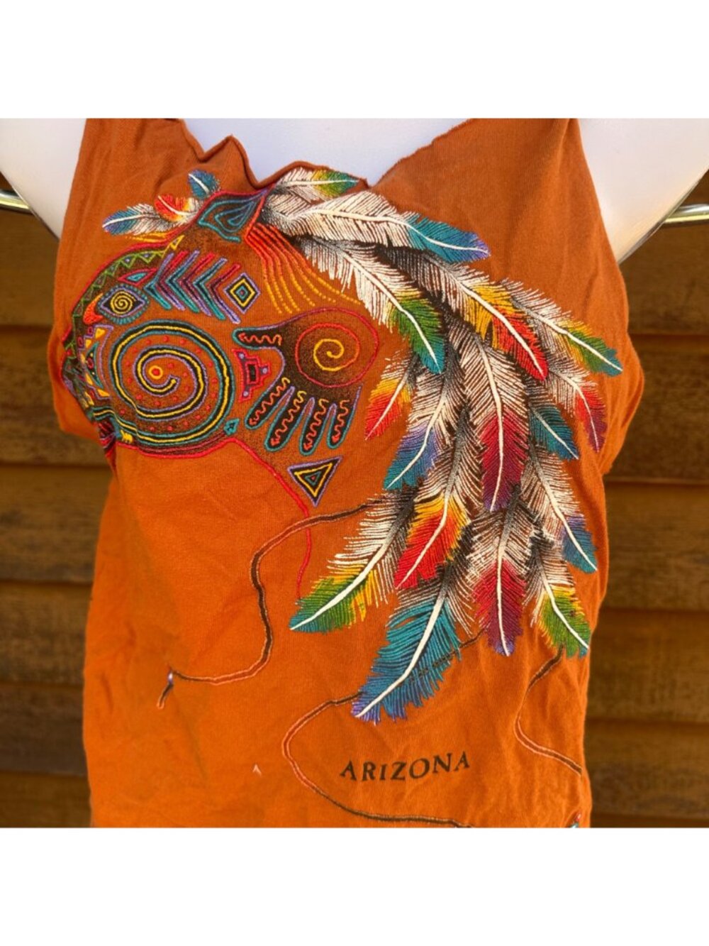 Vintage Arizona Graphic Tank Top With Braided Back In Orange - Picture 3 of 8